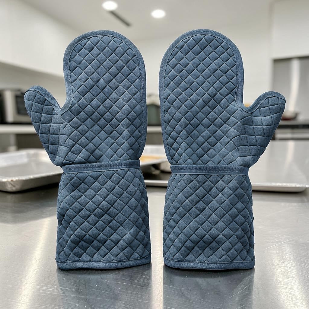 Aglplus Heavy Duty Silicone Oven Mitts - Heat Resistant Non-Slip Kitchen Baking Gloves with Soft Cotton Lining, 1 Pair