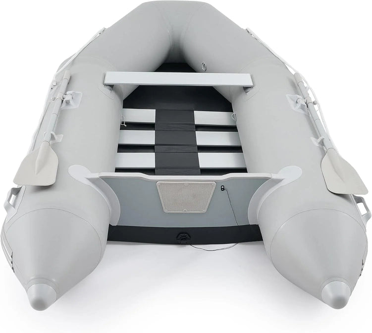 7.5ft Inflatable Dinghy Boat, 2 Person 660lb Transom Sport Tender Boat with Pump Aluminum Oars Floor, Heavy Duty Inflatable Raft Kayak for Adults