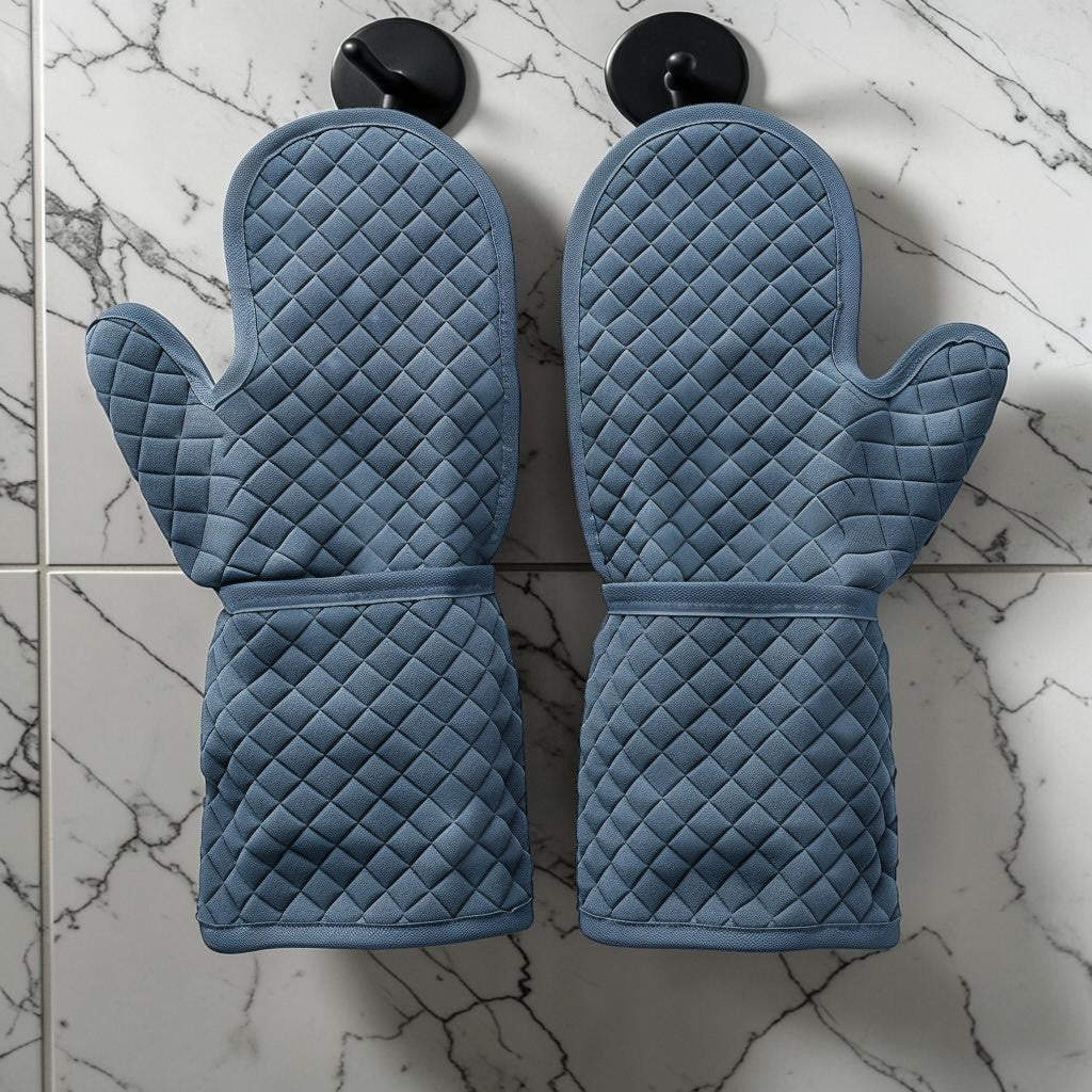 Aglplus Heavy Duty Silicone Oven Mitts - Heat Resistant Non-Slip Kitchen Baking Gloves with Soft Cotton Lining, 1 Pair