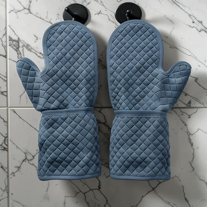 Aglplus Heavy Duty Silicone Oven Mitts - Heat Resistant Non-Slip Kitchen Baking Gloves with Soft Cotton Lining, 1 Pair