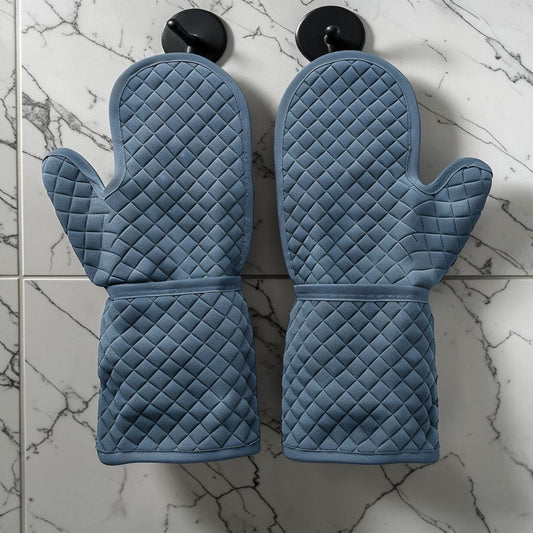 Aglplus Heavy Duty Silicone Oven Mitts - Heat Resistant Non-Slip Kitchen Baking Gloves with Soft Cotton Lining, 1 Pair