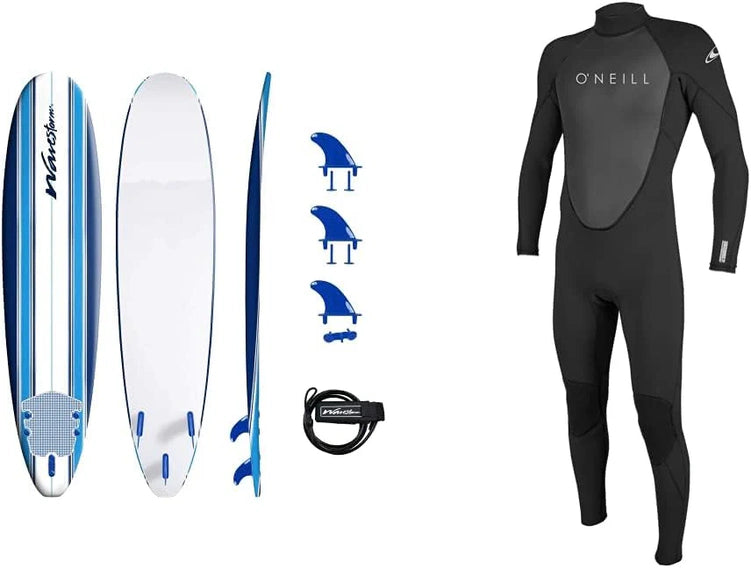 Wavestorm 8ft Classic Surfboard // Foam Wax Free Soft Top Longboard for Adults and Kids of All Levels of Surfing