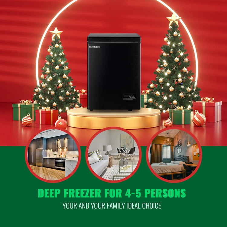 Chest Freezer 5.0Cubic Feet Deep Freezer Freestanding Freezers with 2 Removable Stainless Steel Basket, Mini Freezer Top Open Door Compact Freezer with Electronic Control 41 to -15BLACK