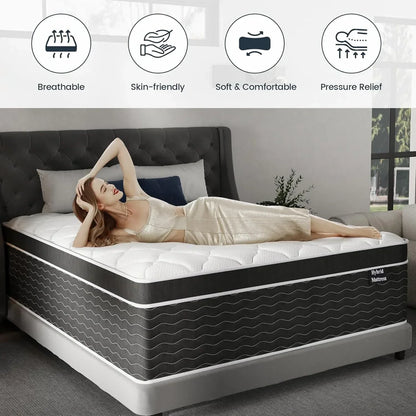 Full Size Mattress 10 Inch Full Size Mattress in a Box Medium Plush Hybrid Mattress