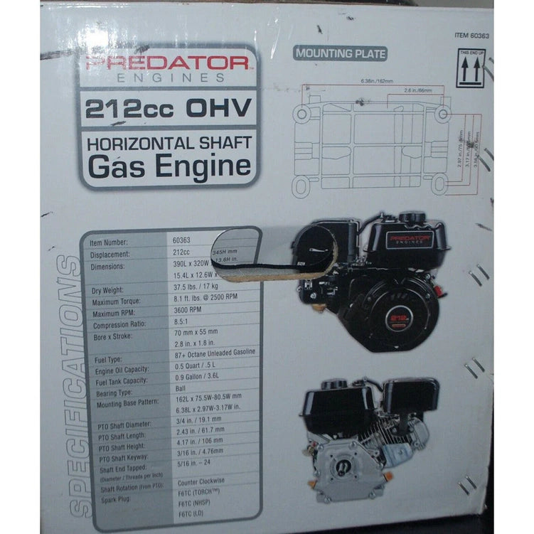 Predator Horizontal Shaft Engine 6.5 HP, 212cc