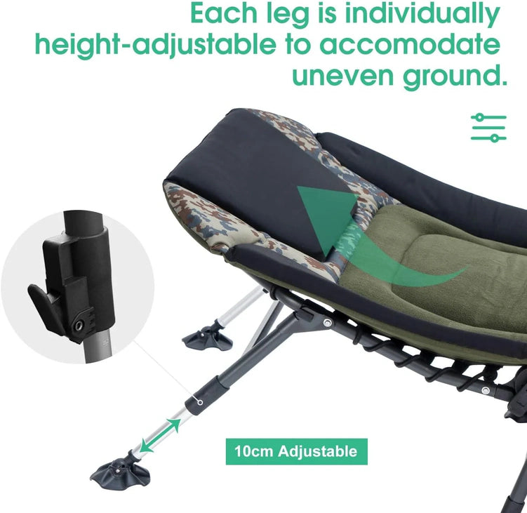 Camping Cots for Adults 330Lbs with Carry Bag, Heavy Duty Folding Bed with Soft Padded Cushion, Portable Military Cot for Hunting, 180 Adjustable Reclining Outdoor Lounger