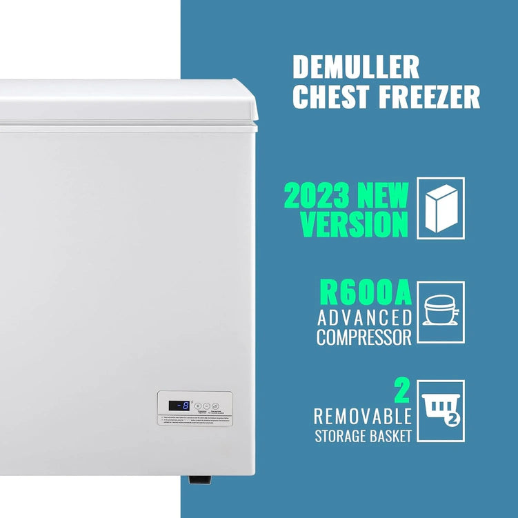 Chest Freezer 5.0Cubic Feet Deep Freezer Freestanding Freezers with 2 Removable Stainless Steel Basket, Mini Freezer Top Open Door Compact Freezer with Electronic Control 41 to -15BLACK