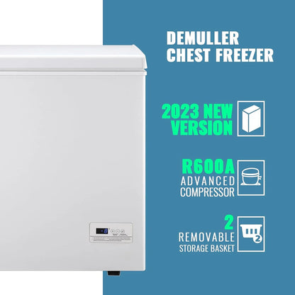 Chest Freezer 5.0Cubic Feet Deep Freezer Freestanding Freezers with 2 Removable Stainless Steel Basket, Mini Freezer Top Open Door Compact Freezer with Electronic Control 41 to -15BLACK