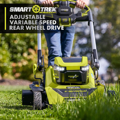 Ryobi 40V HP Brushless 21-in Self-Propelled AWD Lawn Mower Whisper Series Includes (2) 6.0Ah Batteries and Charger
