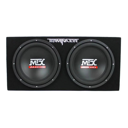 MTX TNE212D 12" Subwoofer (2 Pack) + Monoblock Amplifier (2 Pack) + Amp Wire Kit