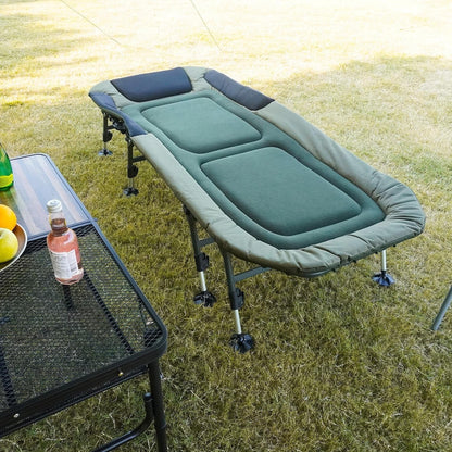 Camping Cots for Adults 330Lbs with Carry Bag, Heavy Duty Folding Bed with Soft Padded Cushion, Portable Military Cot for Hunting, 180 Adjustable Reclining Outdoor Lounger