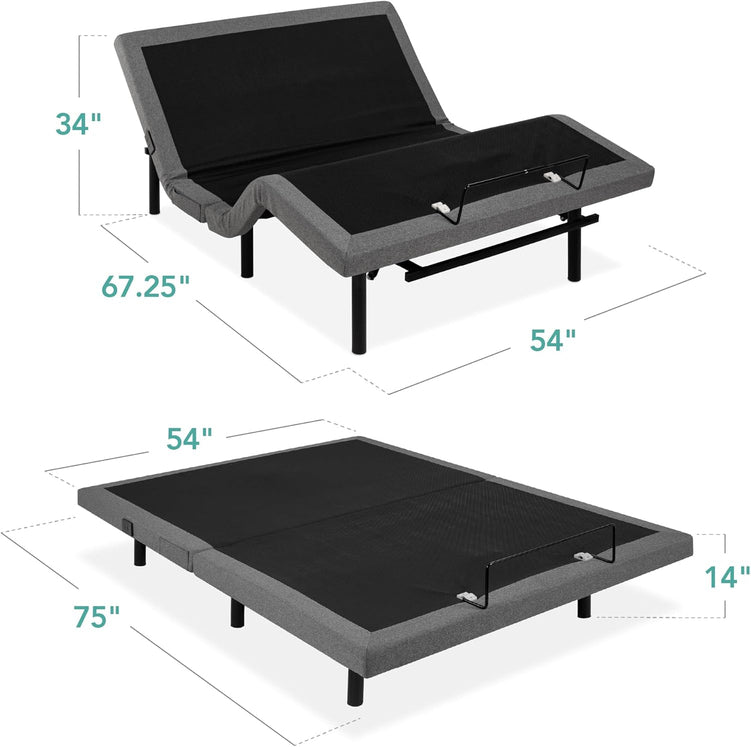 Best Choice Products Ergonomic Twin XL Size Adjustable Bed Frame, Electric Base w/Wireless Remote Control, Nightlight, Massager, 2 USB Ports