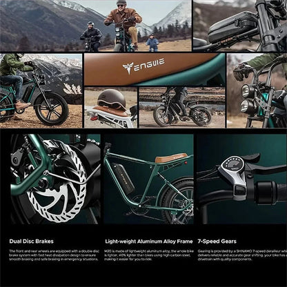 1000W Electric Bike for Adults, Retro-Style, 28mph, 94 Miles Range, 20′′x4.0′′ Fat Tires, Full Suspension, UL Certified