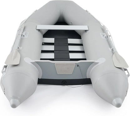 7.5ft Inflatable Dinghy Boat, 2 Person 660lb Transom Sport Tender Boat with Pump Aluminum Oars Floor, Heavy Duty Inflatable Raft Kayak for Adults