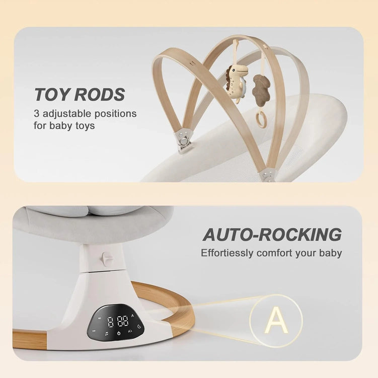 Baby Swings for Infants, Monamii Baby Swing, Bluetooth Infant Swing with Music Speaker, 5 Speeds and Remote Control, Indoor & Outdoor Use