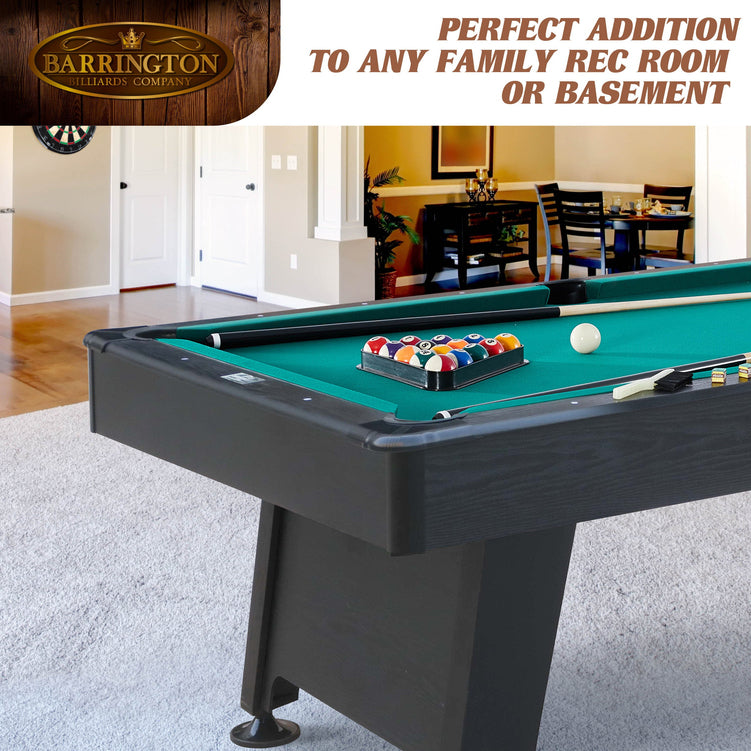 Barrington Billiard 84" Arcade Pool Table with Bonus Dartboard Set, Green