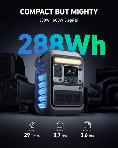 Portable Power Station Solix C300, 288Wh Battery