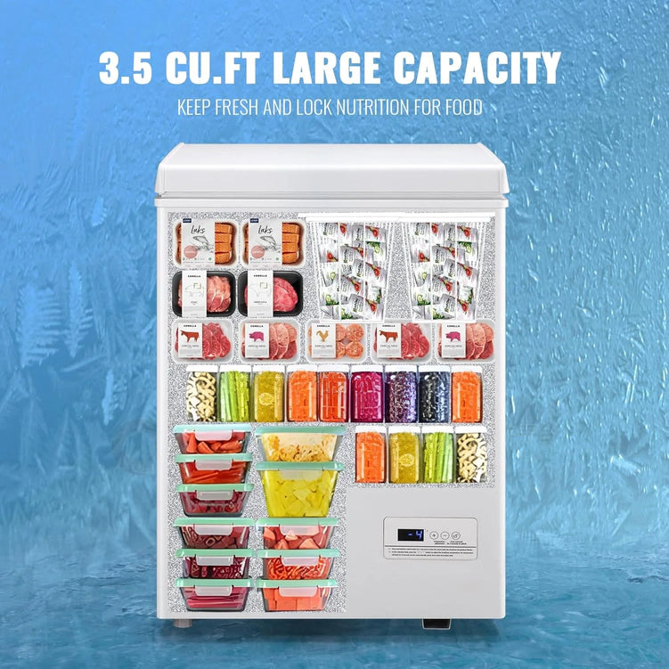 Chest Freezer 5.0Cubic Feet Deep Freezer Freestanding Freezers with 2 Removable Stainless Steel Basket, Mini Freezer Top Open Door Compact Freezer with Electronic Control 41 to -15BLACK