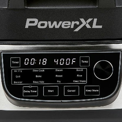 PowerXL Grill Air Fryer Combo Plus 6 QT 12 in 1 Indoor Slow Cooker, Roast, Bake, 1550 Watts, Stainless Steel Finish : Home &amp; Kitchen