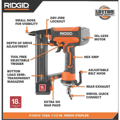 6 Gal. Portable Electric Pancake Air Compressor w/ 18GA Brad Nailer, 16GA Straight Finish Nailer, & 18GA Finish Stapler R69603FK