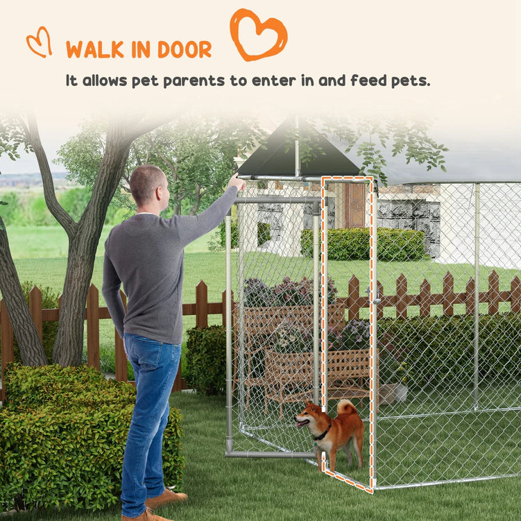 PawHut 19.7' x 7.5' x 7.5' Outdoor Dog Kennel W/ Waterproof Roof