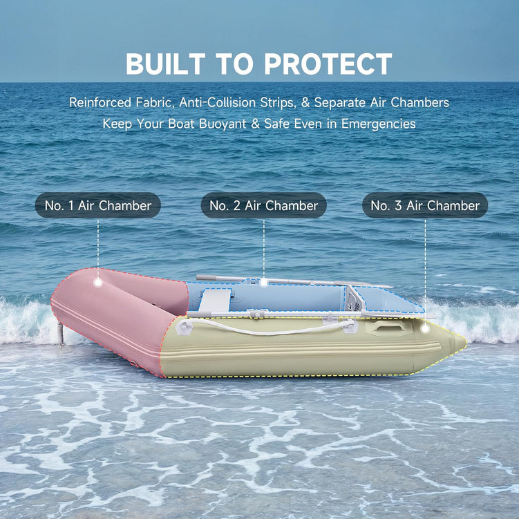 7.5ft Inflatable Dinghy Boat, 2 Person 660lb Transom Sport Tender Boat with Pump Aluminum Oars Floor, Heavy Duty Inflatable Raft Kayak for Adults