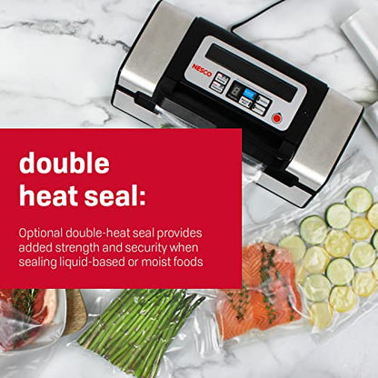 Nesco Deluxe Food VS-12 Vacuum Sealer, 130 Watts, Kit Bags & Viewing Lid