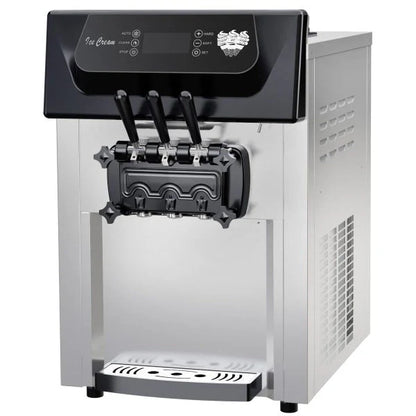 2200W Commercial Ice Cream Machine, 3 Flavor Soft Serve Ice Cream Machine, 5.3-7.4 Gal/Hr, with LCD Touch Screen, Automatic Cleaning, High Productivity for Home Snack Bar & Restaurants