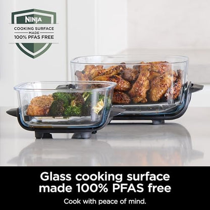 Ninja Crispi 4 in 1 Portable Glass Air Fryer Cooking System, 4QT &amp; 6 Cup Glass Containers with Storage Lids, Easy Meals, Microwave, Freezer &amp; Dishwasher Safe, Air Fry, Bake &amp; More, Cyberspace, FN101GY : Home &amp; Kitchen