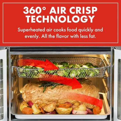Emeril Lagasse 26 QT Extra Large Air Fryer, Convection Toaster Oven with French Doors, Stainless Steel