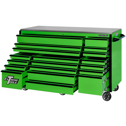 Extreme Tools RX250 Series 72-in x 30-in Roller Cabinet – 19-Drawer – 250 lb Drawer Slides