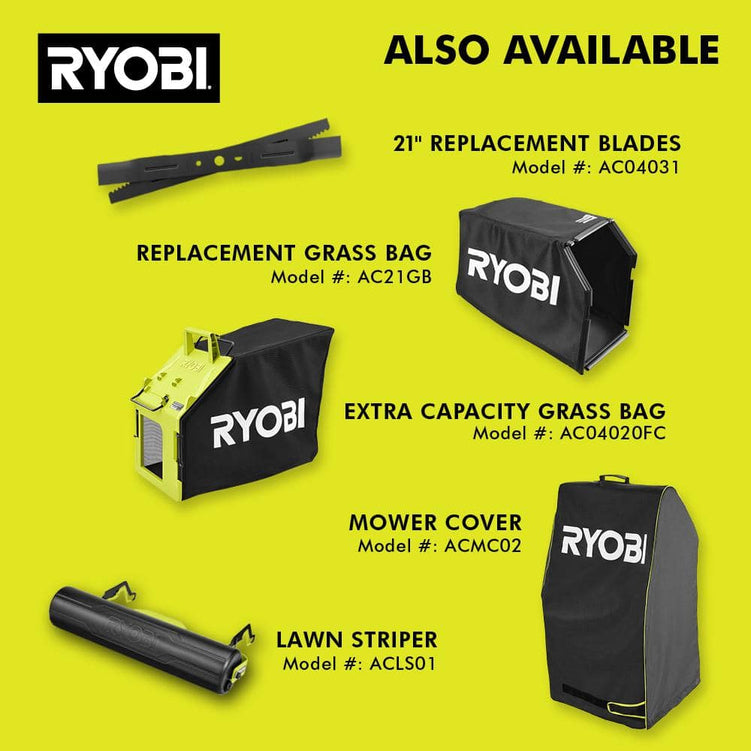 Ryobi 40V HP Brushless 21-in Self-Propelled AWD Lawn Mower – Whisper Series – Includes (2) 6.0Ah Batteries and Charger