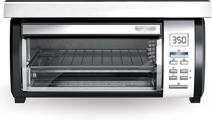 BLACK+DECKER SpaceMaker Under-Counter Toaster Oven, Digital Controls, Black/Stainless Steel, Fits 9′′ Pizza, TROS1000D