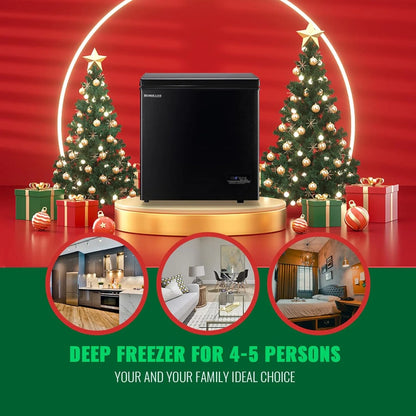 Chest Freezer 5.0Cubic Feet Deep Freezer Freestanding Freezers with 2 Removable Stainless Steel Basket, Mini Freezer Top Open Door Compact Freezer with Electronic Control 41 to -15BLACK