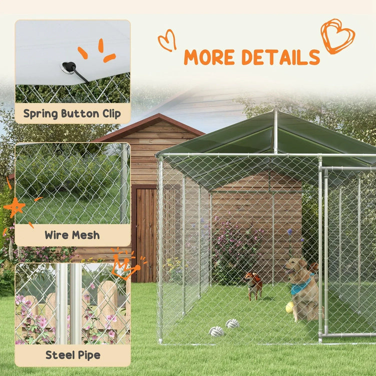 PawHut 19.7' x 7.5' x 7.5' Outdoor Dog Kennel W/ Waterproof Roof