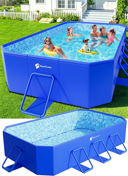 Foldable Pool, Large Non-Inflatable Swimming Pool For Kids,Adult Collapsible Pools Hard Plastic Shell, Oversized Thickened,Portable Folding Kids Pools for Backyard-Mosaic Design-115"x66"x20"