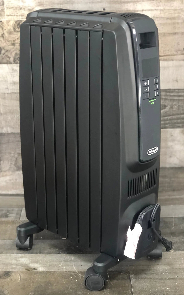 De'Longhi Oil Filled Radiator Space Heater, Quiet 1500W, Adjustable Thermostat, 3 Heat Settings, Timer, Energy Saving, Safety Features, White, Dragon TRD40615EBKCA, Black